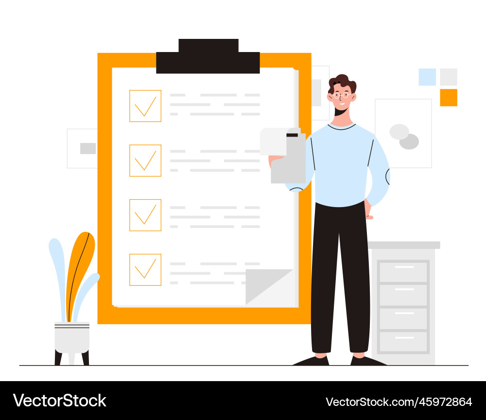 Man with Checklist - Goal Setting vector image