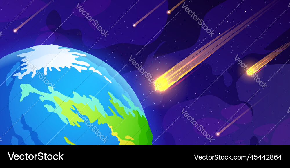 Many asteroids flying towards earth in outer space