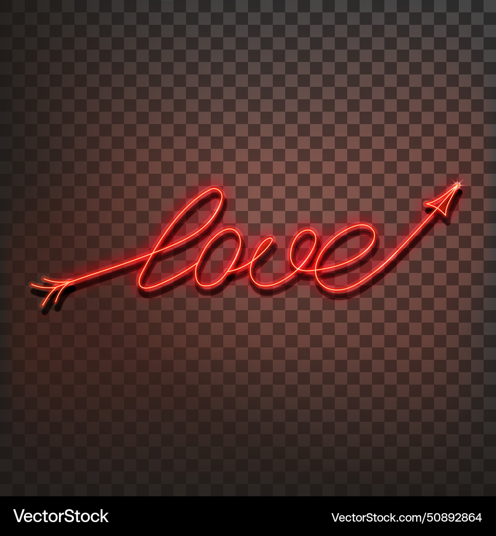 Neon word love a bright red sign Royalty Free Vector Image