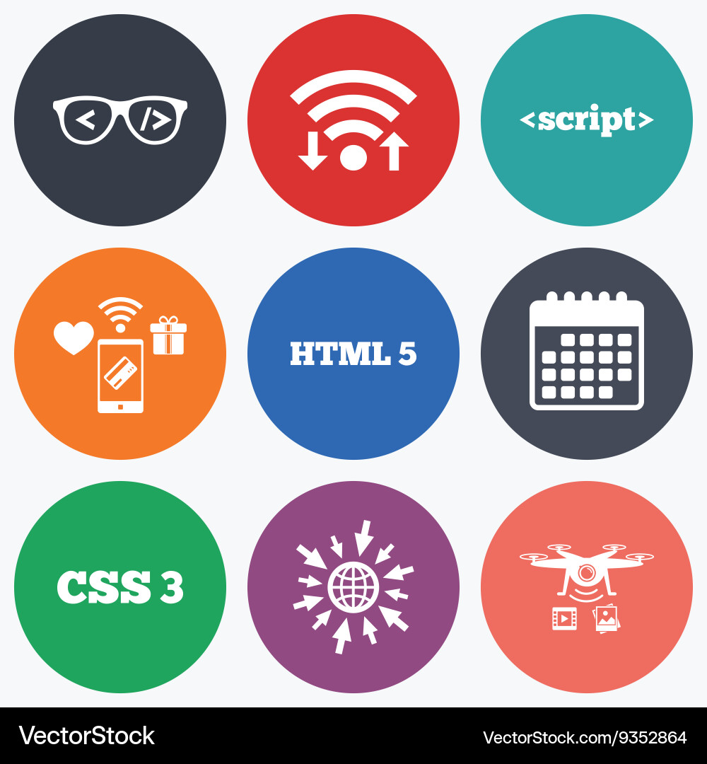Programmierer Codierer Gläser html Markup Sprache vektorbild