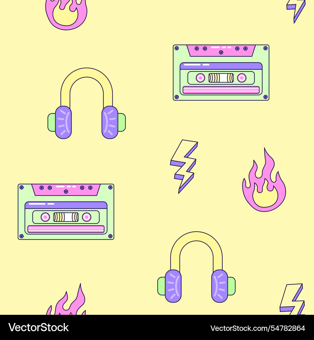 Seamless pattern with audio cassette Seamless pattern with audio cassette vector image