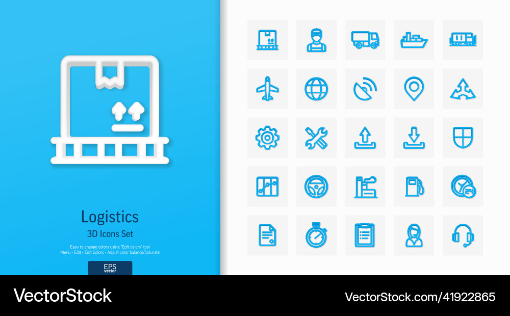 3d realistic style icons set with logistic 3d realistic style icons set with logistic vector image