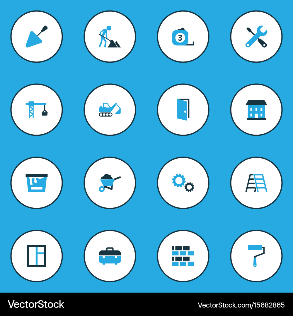 Building colorful icons set collection of case vector image