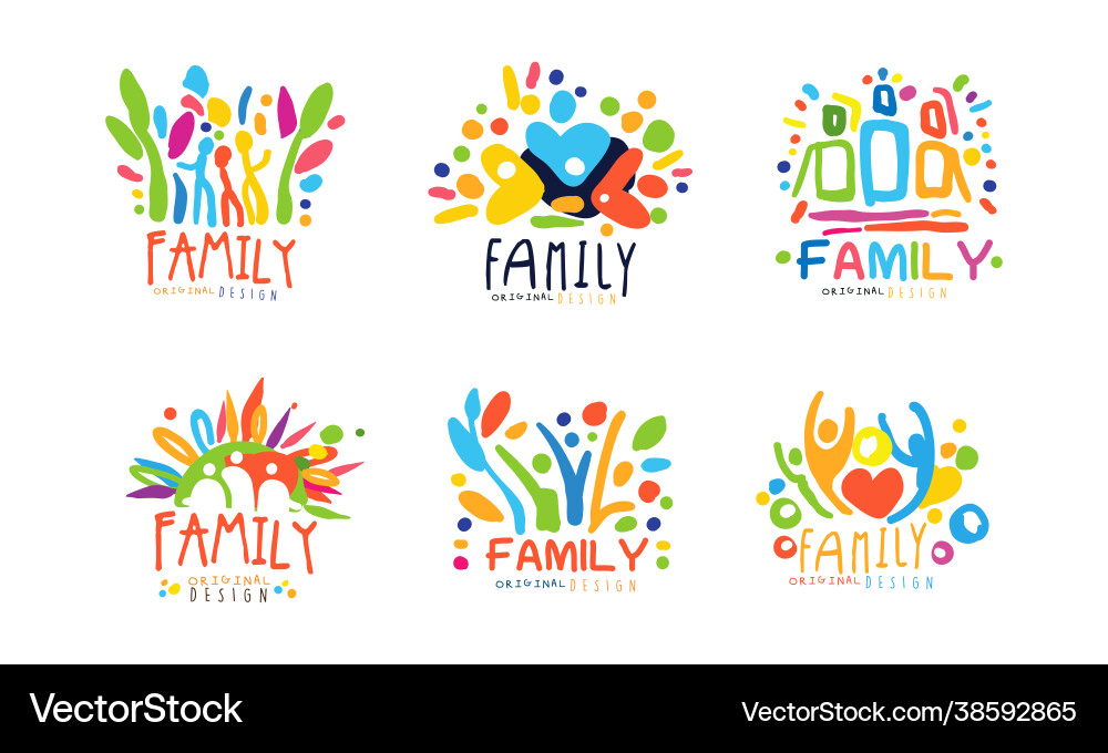 Buntes Familienlabel oder Emblem Original-Design Buntes Familienlabel oder Emblem Original-Design vektorbild