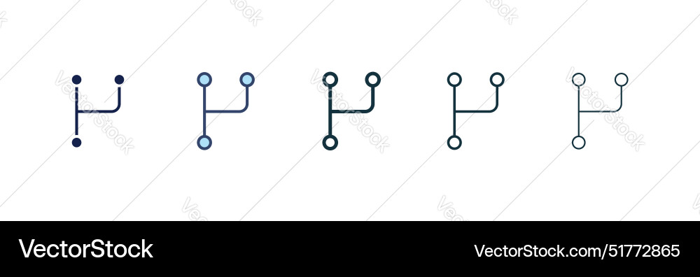 Code fork icon set merge data request symbol vector image