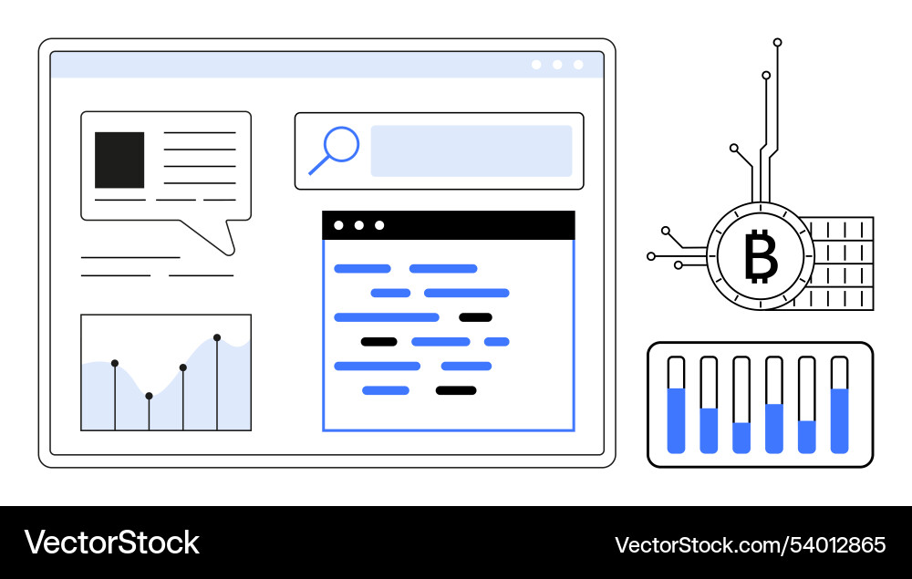 Digital cryptocurrency analysis with blockchain Vector Image