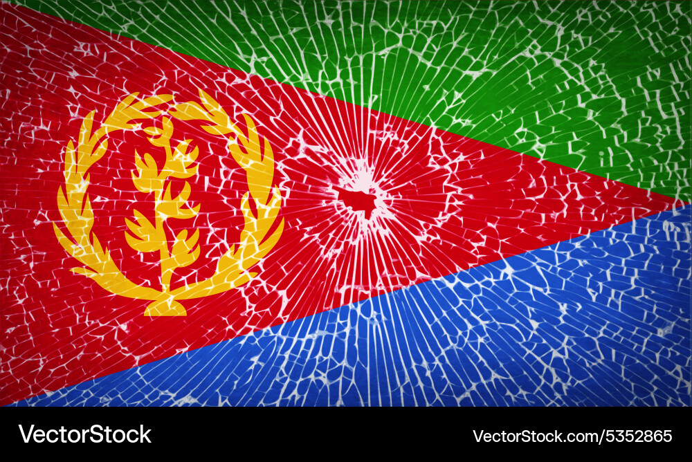 Flags eritrea with broken glass texture vector image