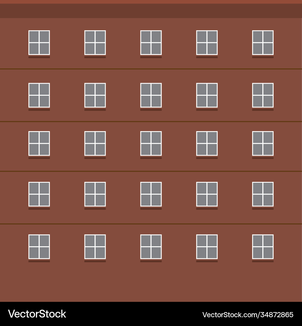 Flat design side view building window wall vector image