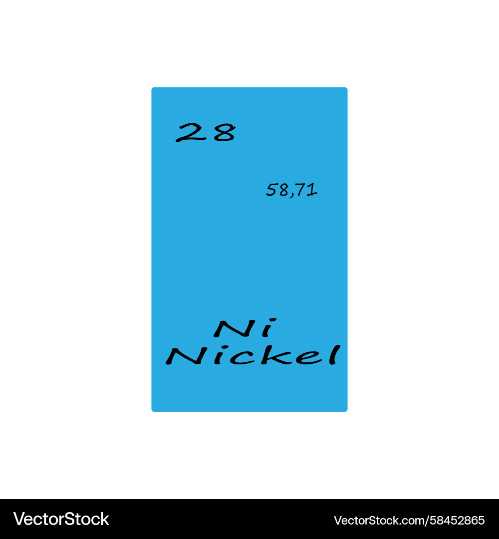 Nickel Element Block - Atomic Number 28 Vector Image