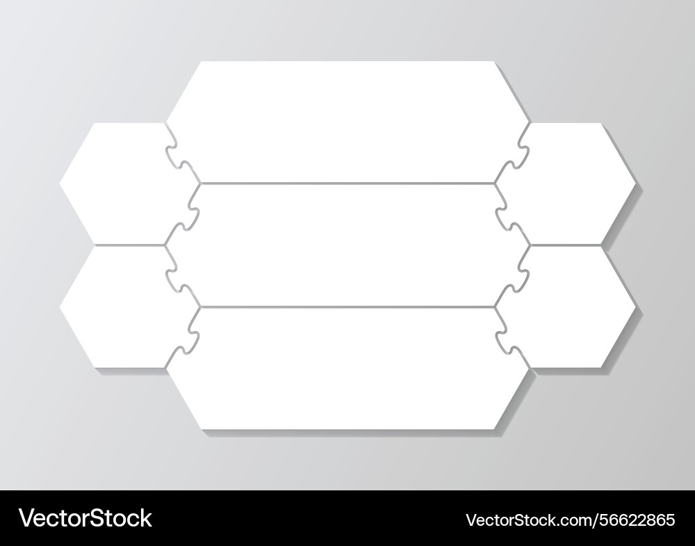 Puzzle grid info graphic with 7 pieces hexagonal Vector Image