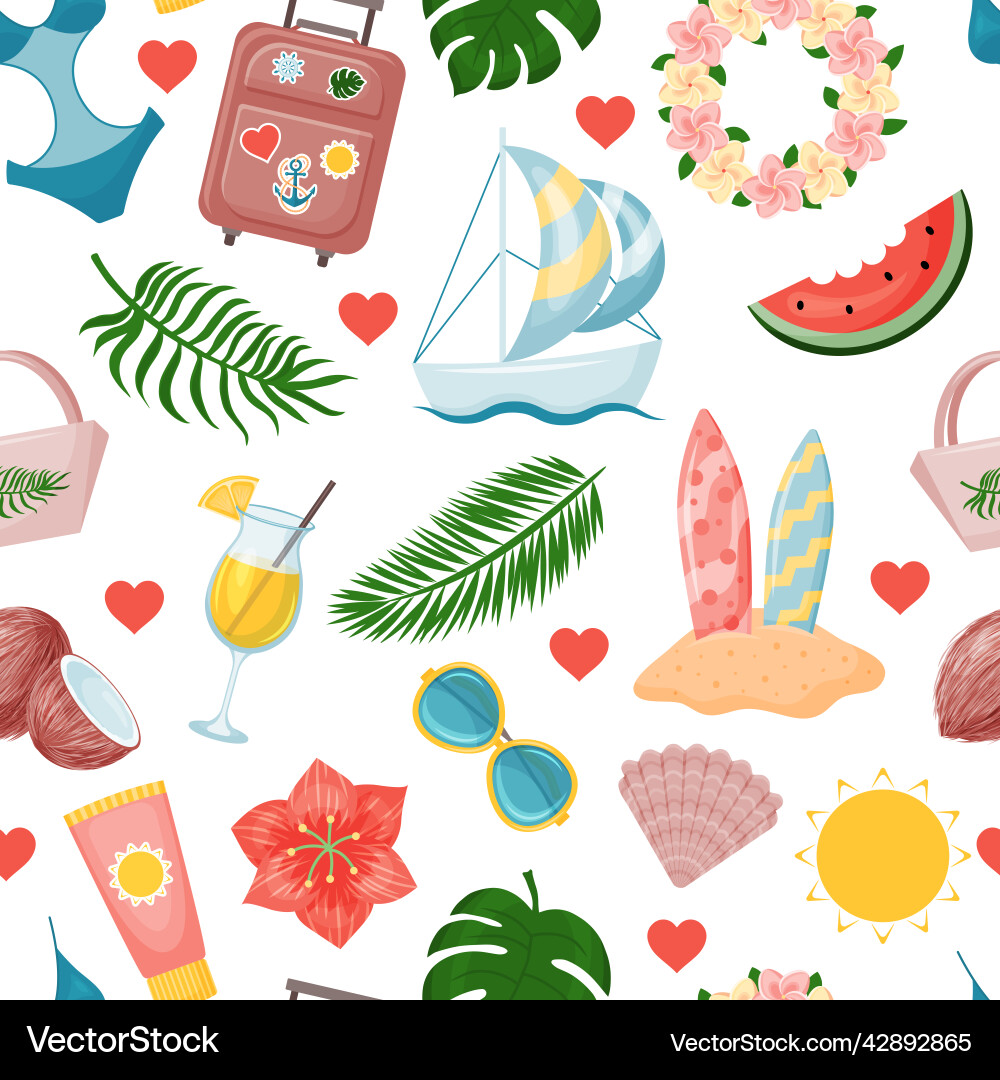 Seamless pattern from cute summer elements Seamless pattern from cute summer elements vector image