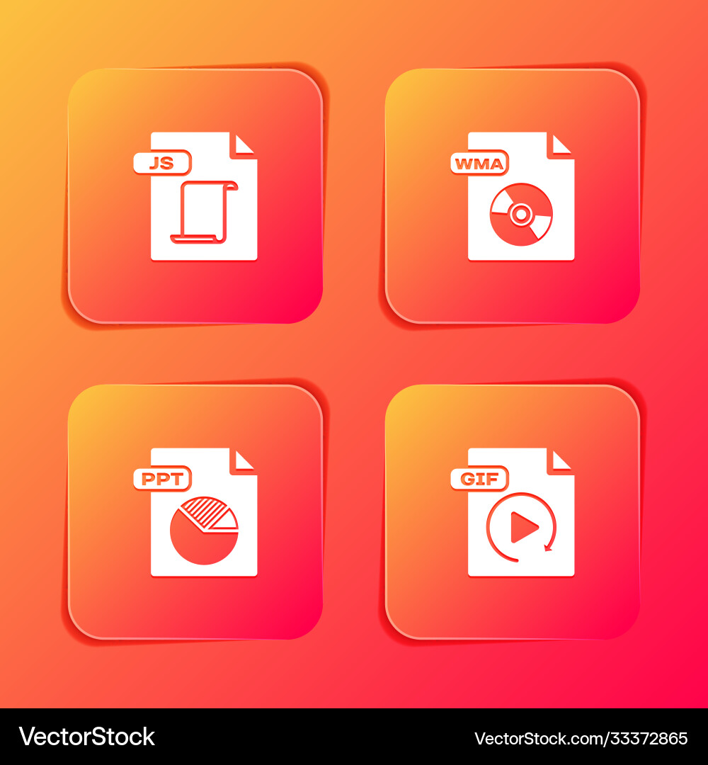 Set js file document wma ppt and gif icon Set js file document wma ppt and gif icon Vector Image