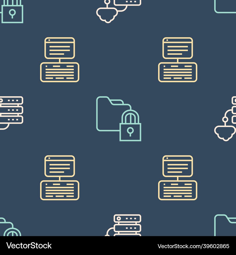 Set line network cloud connection server data Set line network cloud connection server data vector image