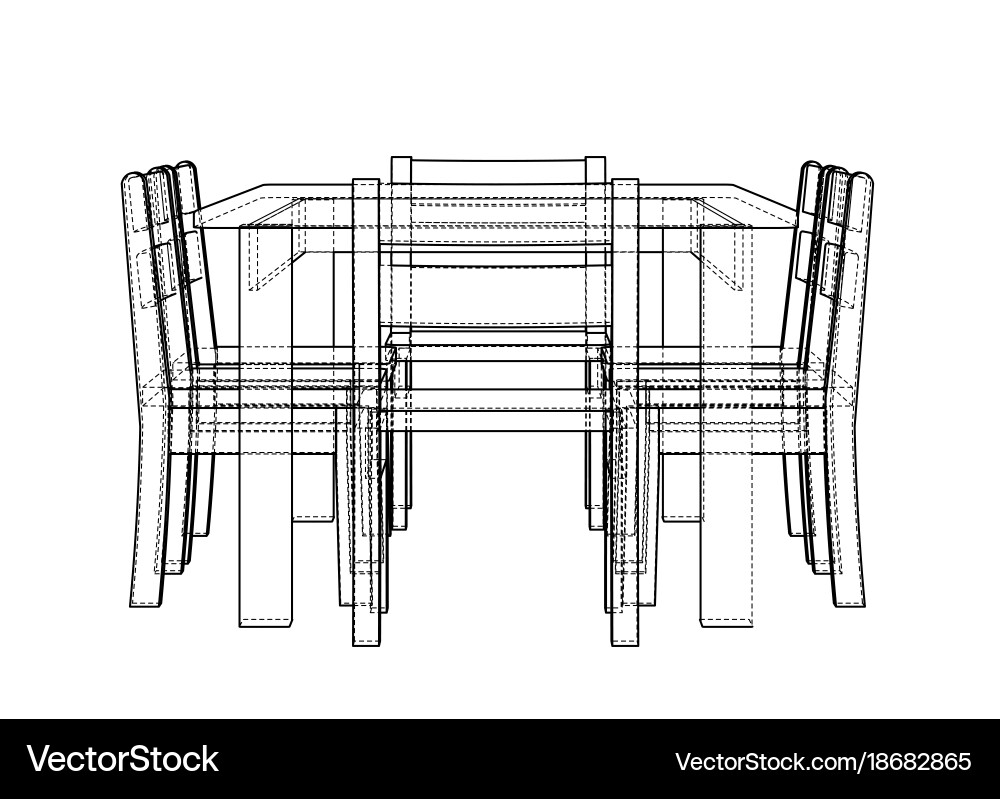 Table with chairs rendering of 3d vector image