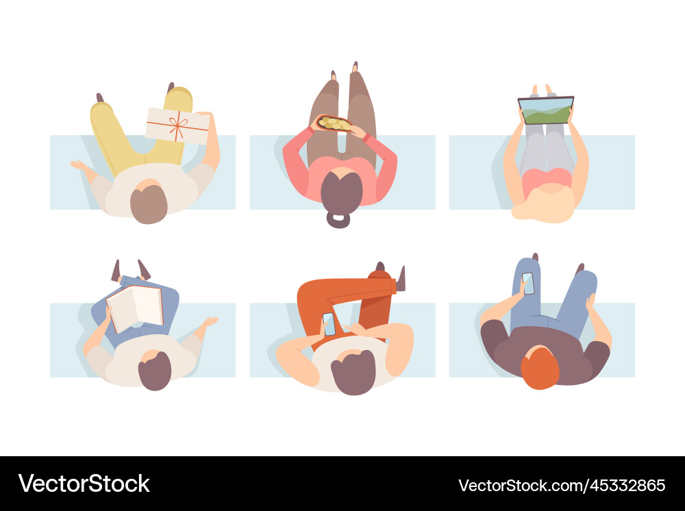 View from above of people sitting on chairs set View from above of people sitting on chairs set vector image