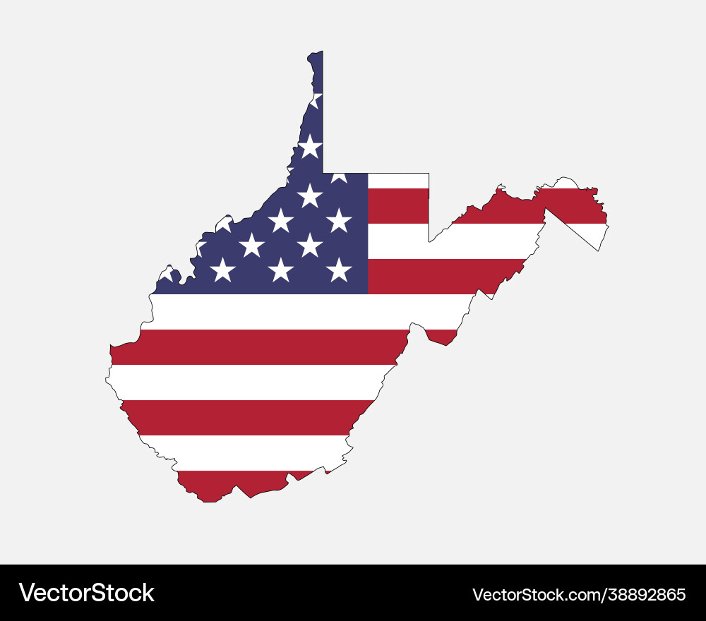 West virginia map on american flag vector image