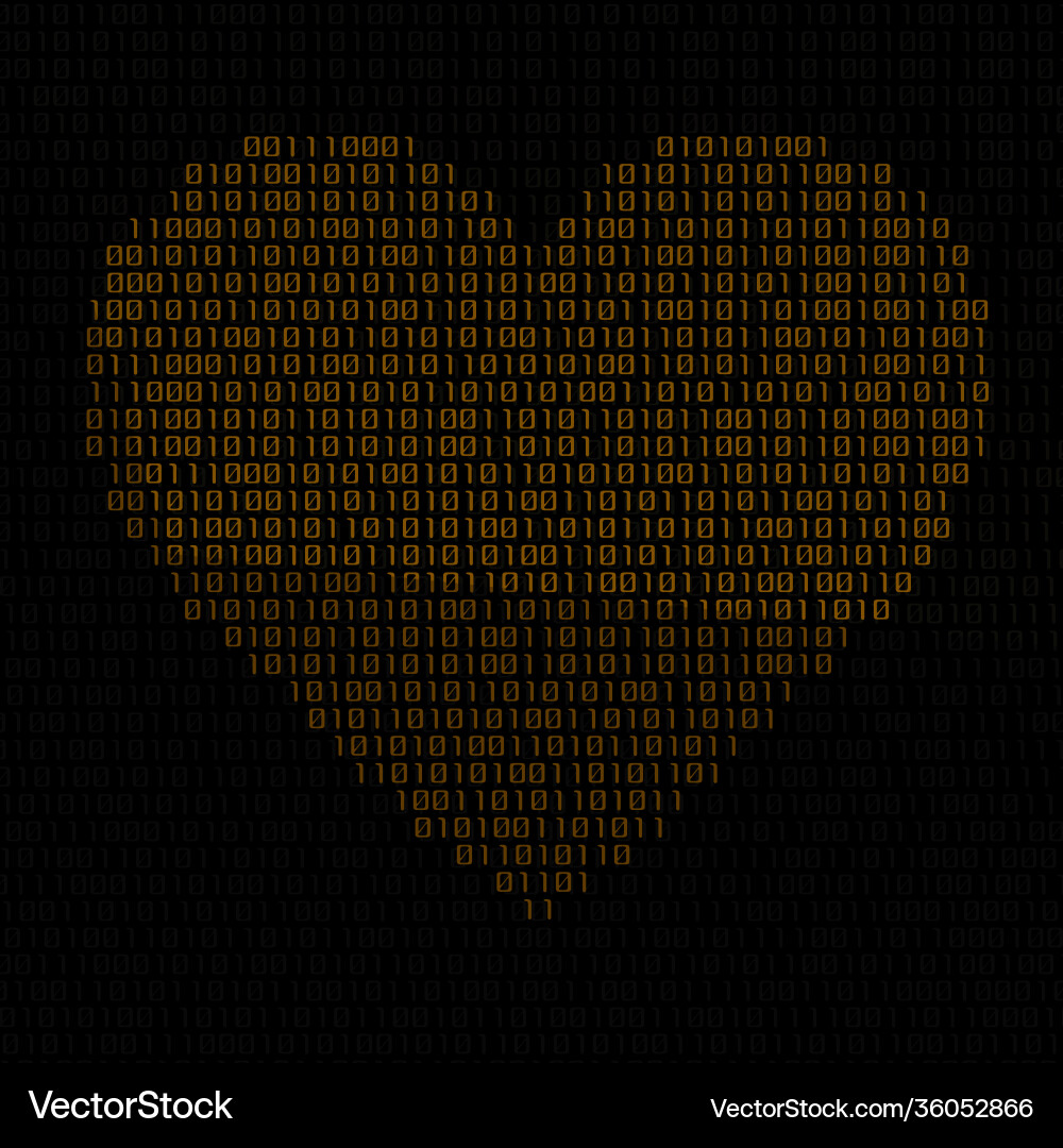 Abstract glowing heart binary code digital Abstract glowing heart binary code digital Vector Image