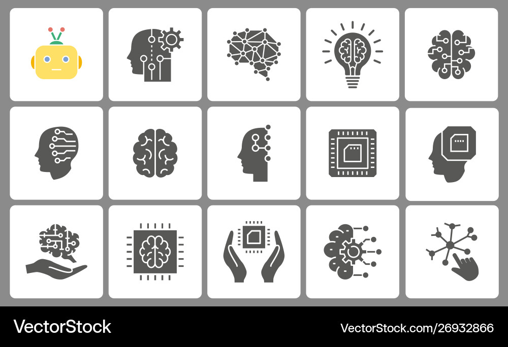 AI Icon Set - Neural Network vector image