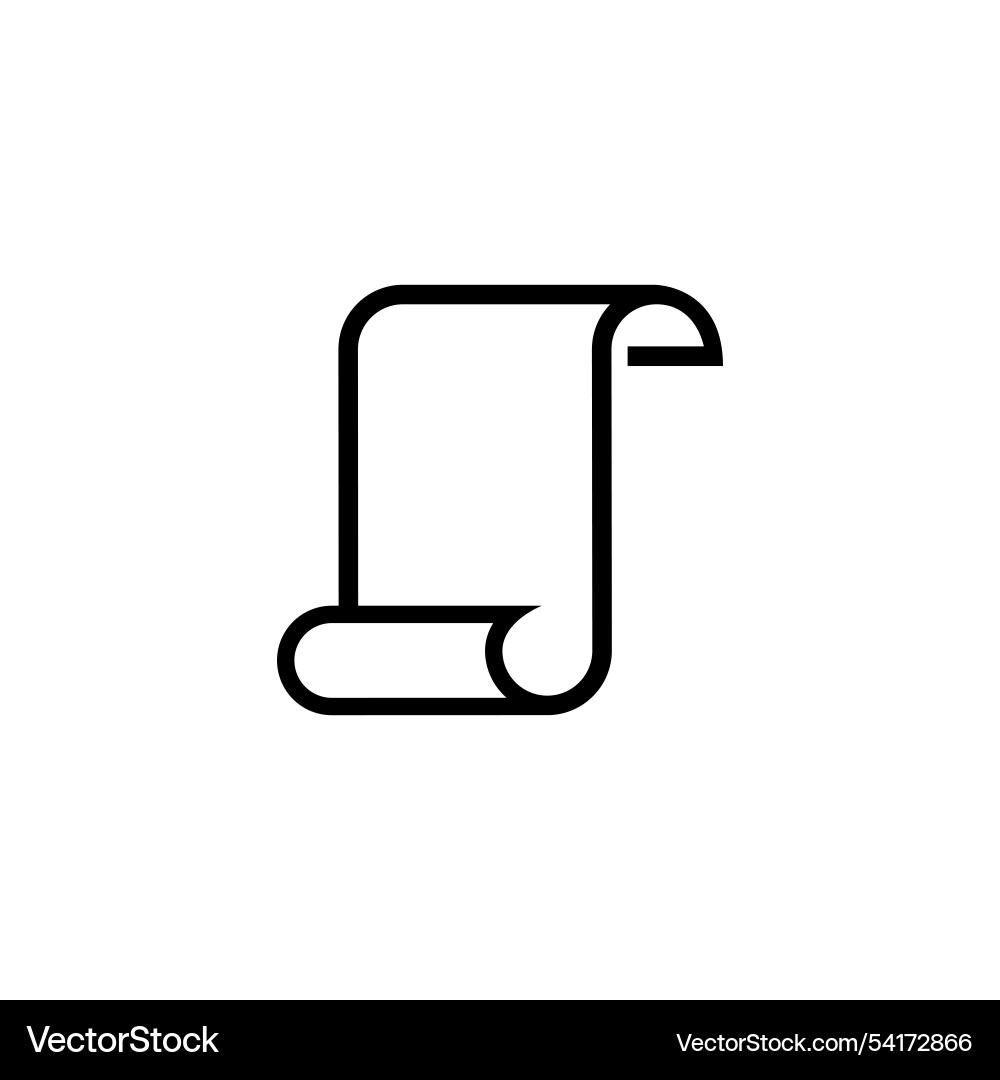 Black line icon of a paper scroll simple vector image