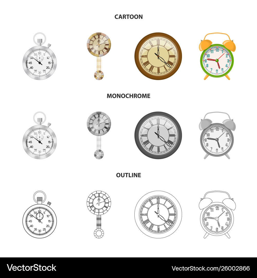 Clock and time symbol set Clock and time symbol set vector image