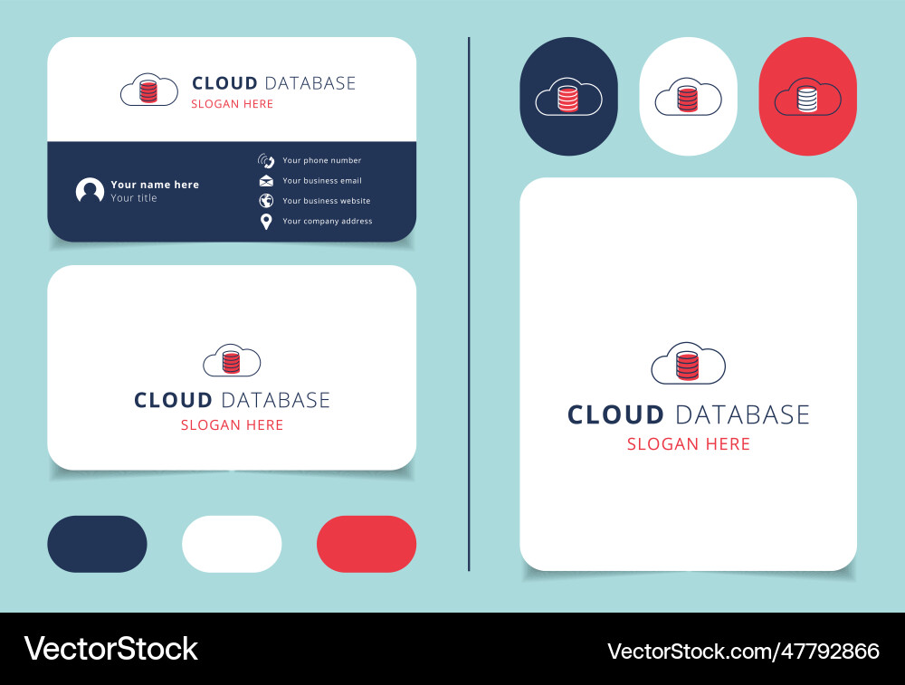 Cloud database logo design with editable slogan Vector Image