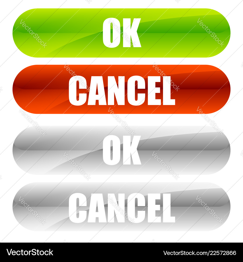 Confirmation buttons with text gray versions Confirmation buttons with text gray versions vector image