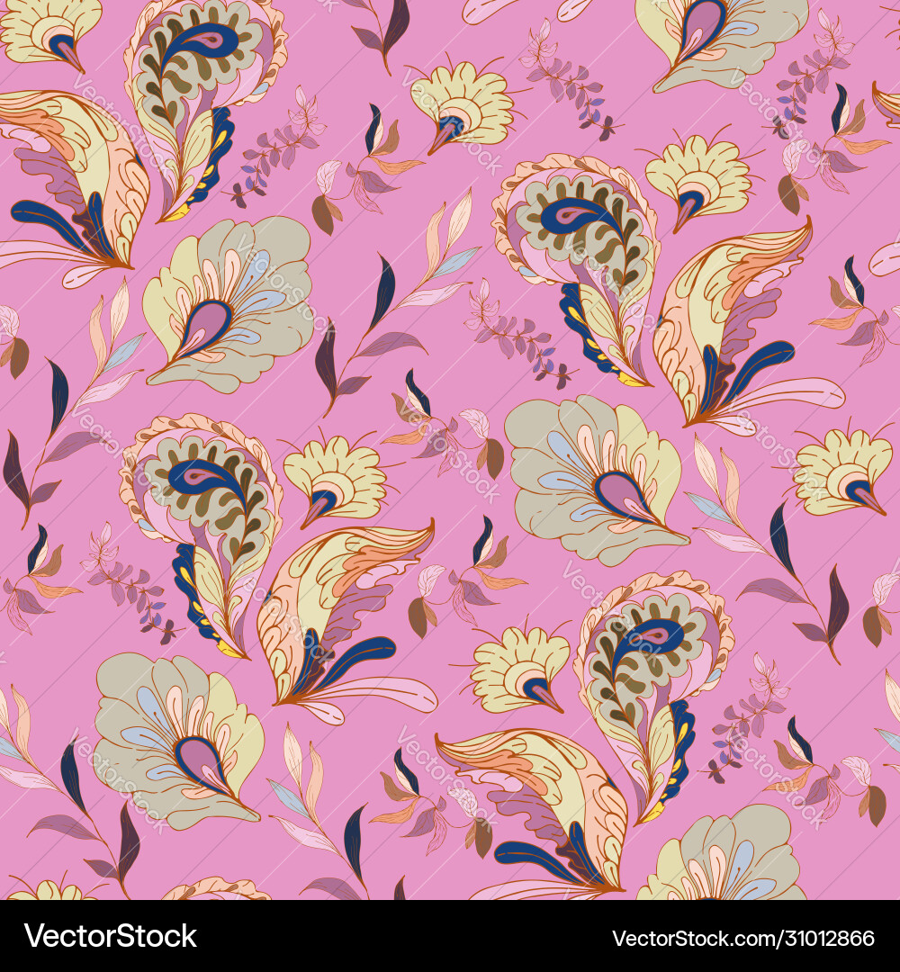 Gelb stilisierte Blumen und Paisley auf grau Gelb stilisierte Blumen und Paisley auf grau vektorbild