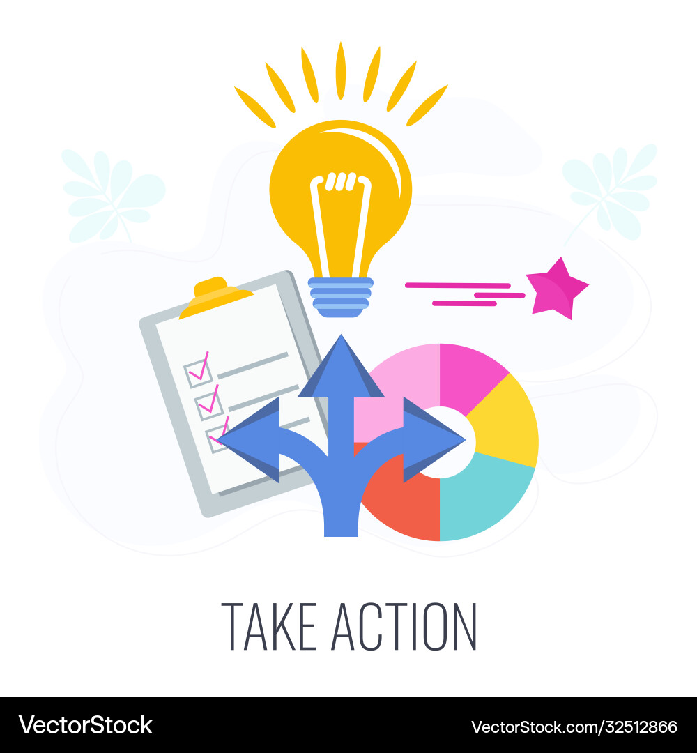 Lamp check sheet direction arrows and pie chart Vector Image