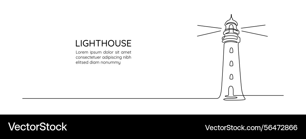 Lighthouse tower in one continuous line drawing Lighthouse tower in one continuous line drawing vector image