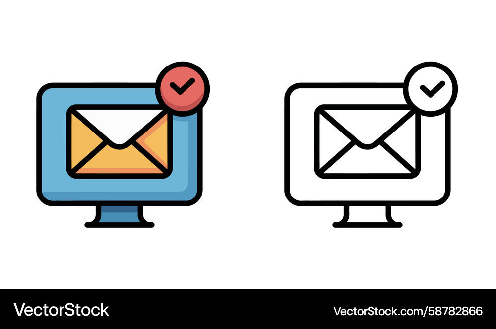 New email notification on desktop computer Vector Image