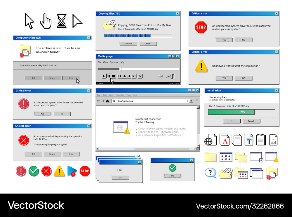 Retro Computer Error Popup Vector Image