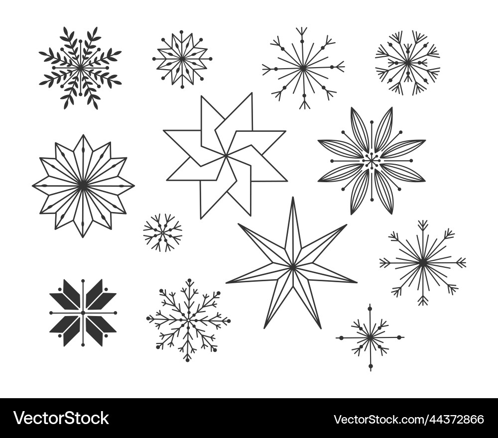 Scandinavian christmas stars and snowflakes bundle Vector Image