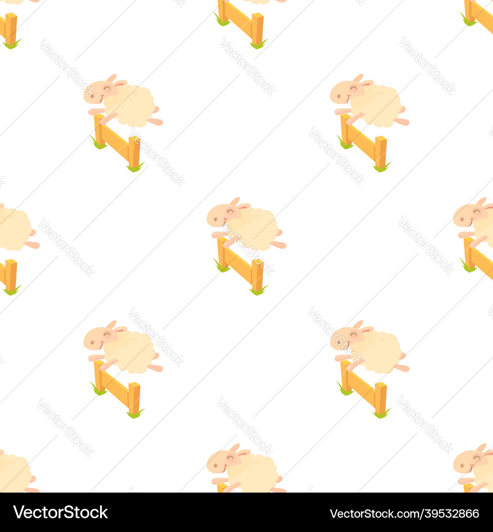 Sheep jumping over barrier pattern seamless Vector Image