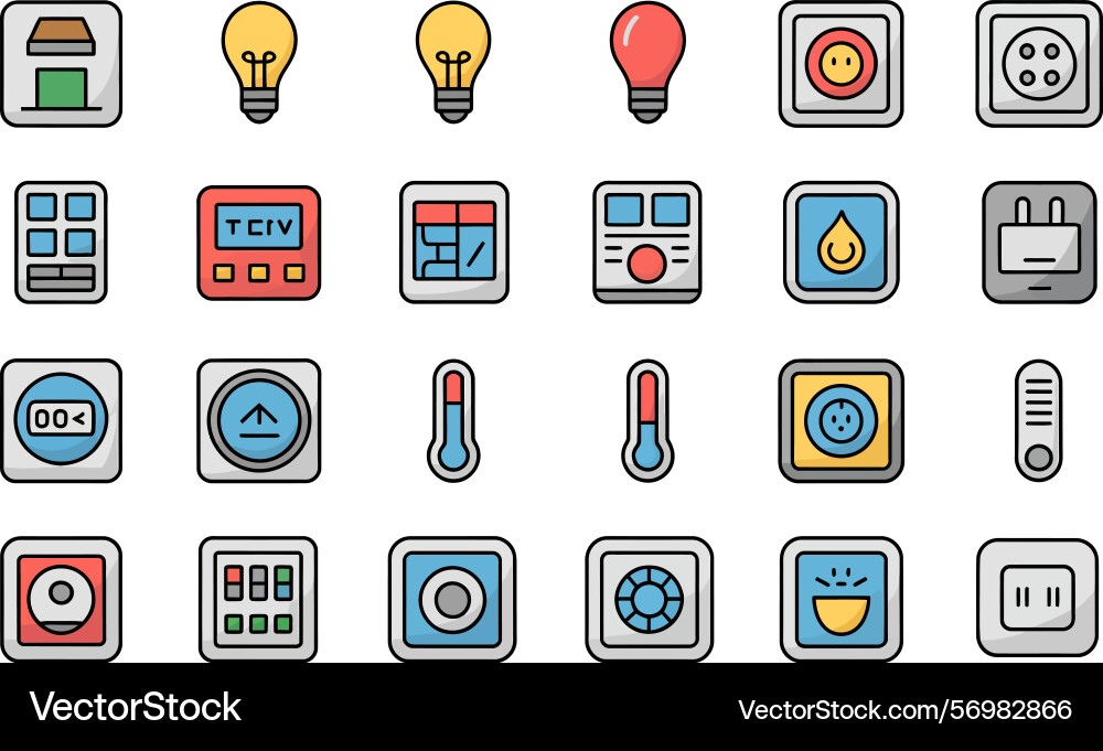 Smart home automation interface icons set vector image