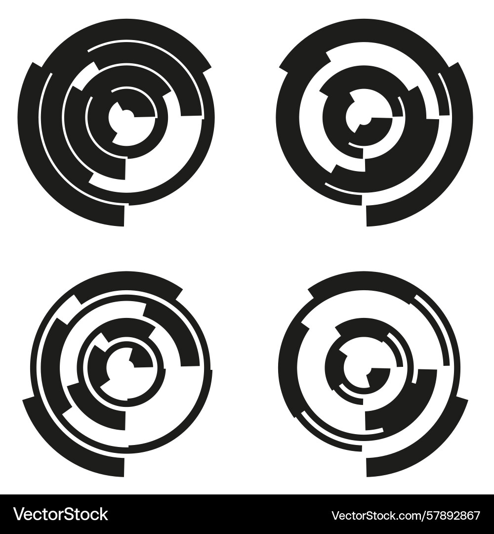 Circular pattern set abstract ring elements black Vector Image