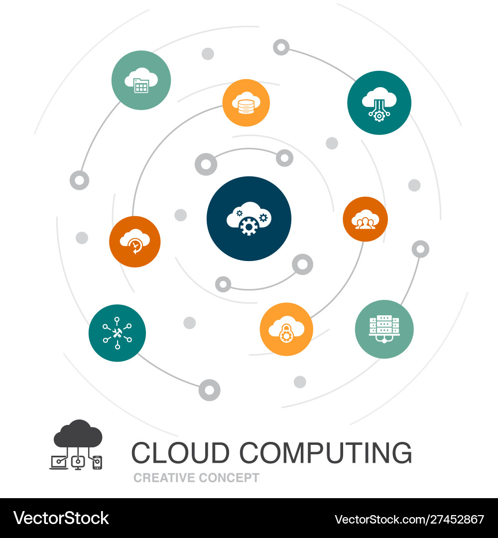 Cloud computing colored circle concept with simple vector image