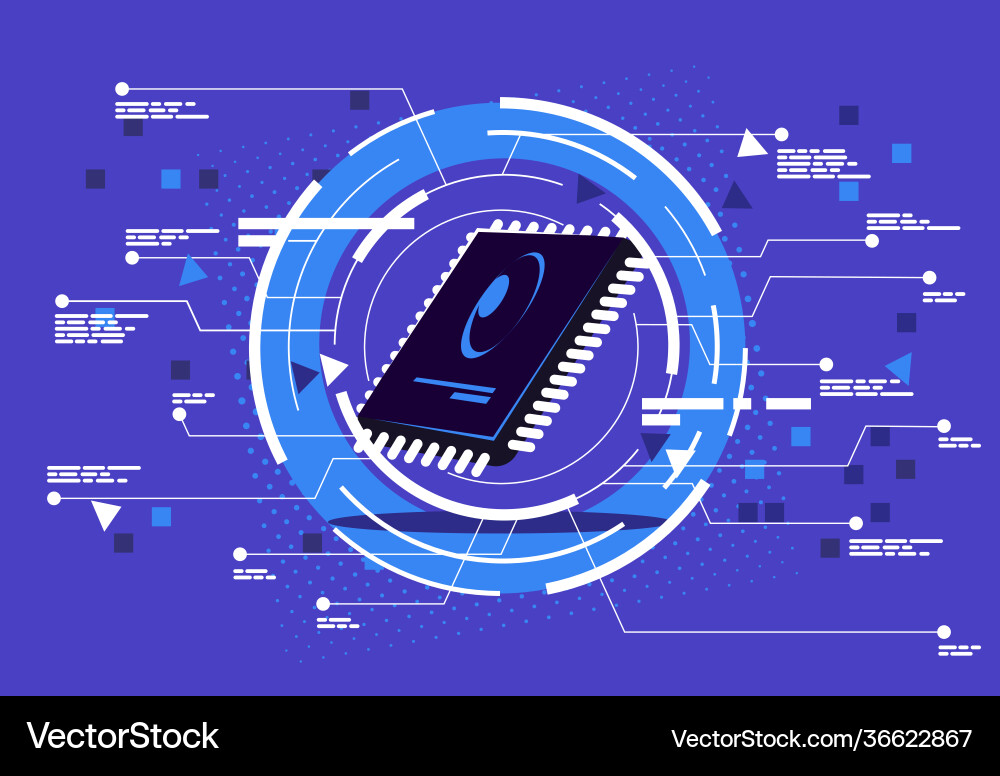 Computerprozessor mit einer futuristischen Schnittstelle Computerprozessor mit einer futuristischen Schnittstelle vektorbild