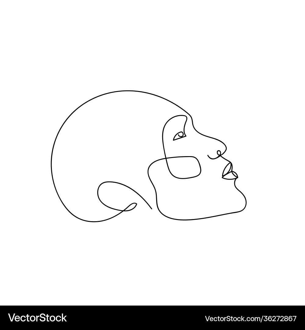 Continuous line abstract face side view vector image