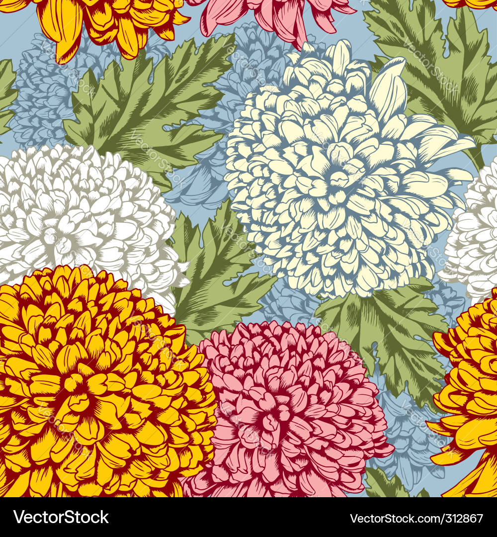 Excellent seamless pattern with chrysanthemum Vector Image