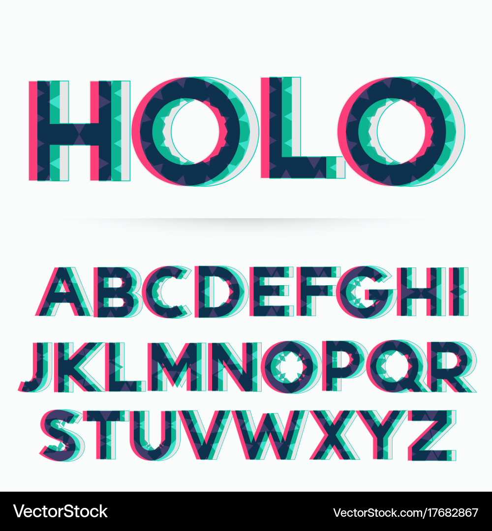 Glitch Hologram Font Vector Image