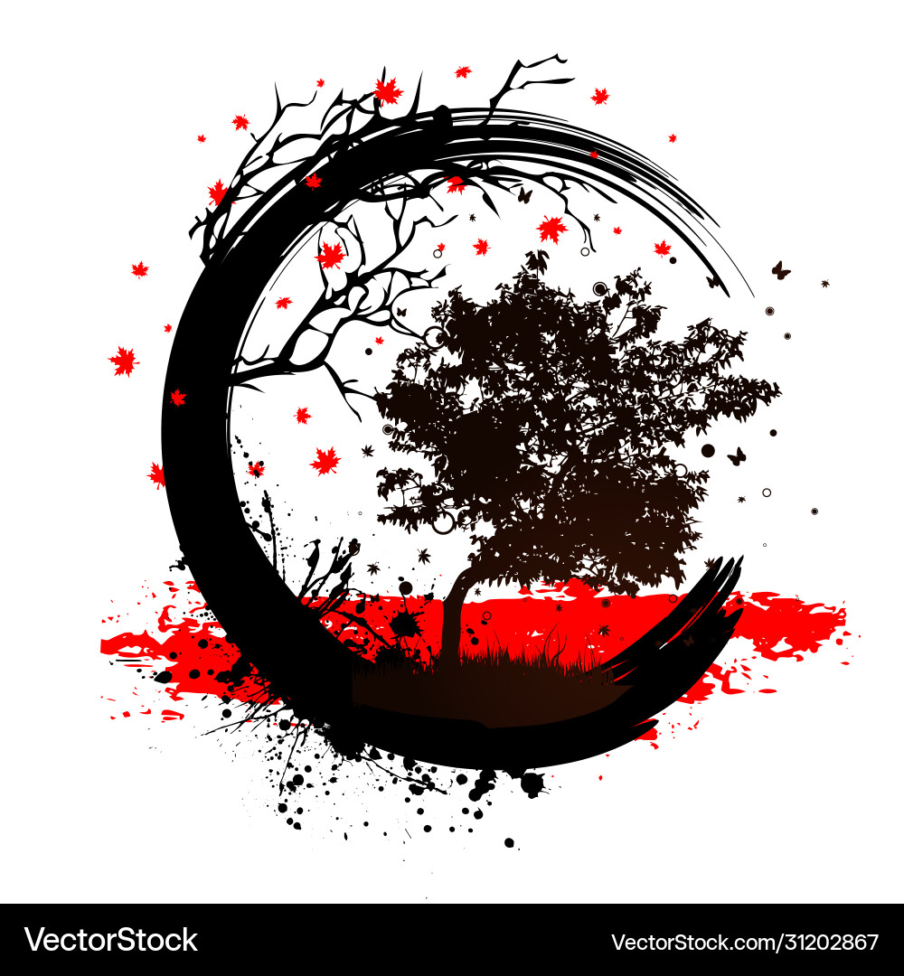 Grunge magic tree background Royalty Free Vector Image