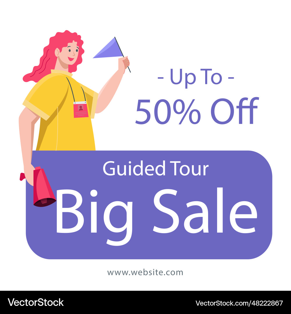 Guided tours template design isolated on white Guided tours template design isolated on white vector image
