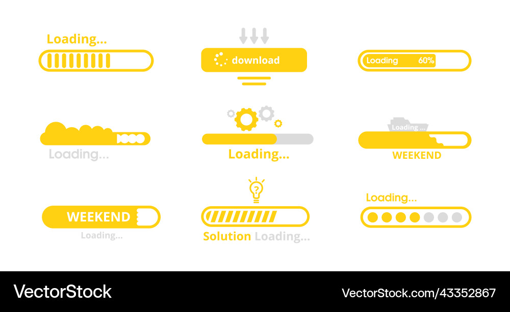 Loading yellow line scale set Loading yellow line scale set vector image