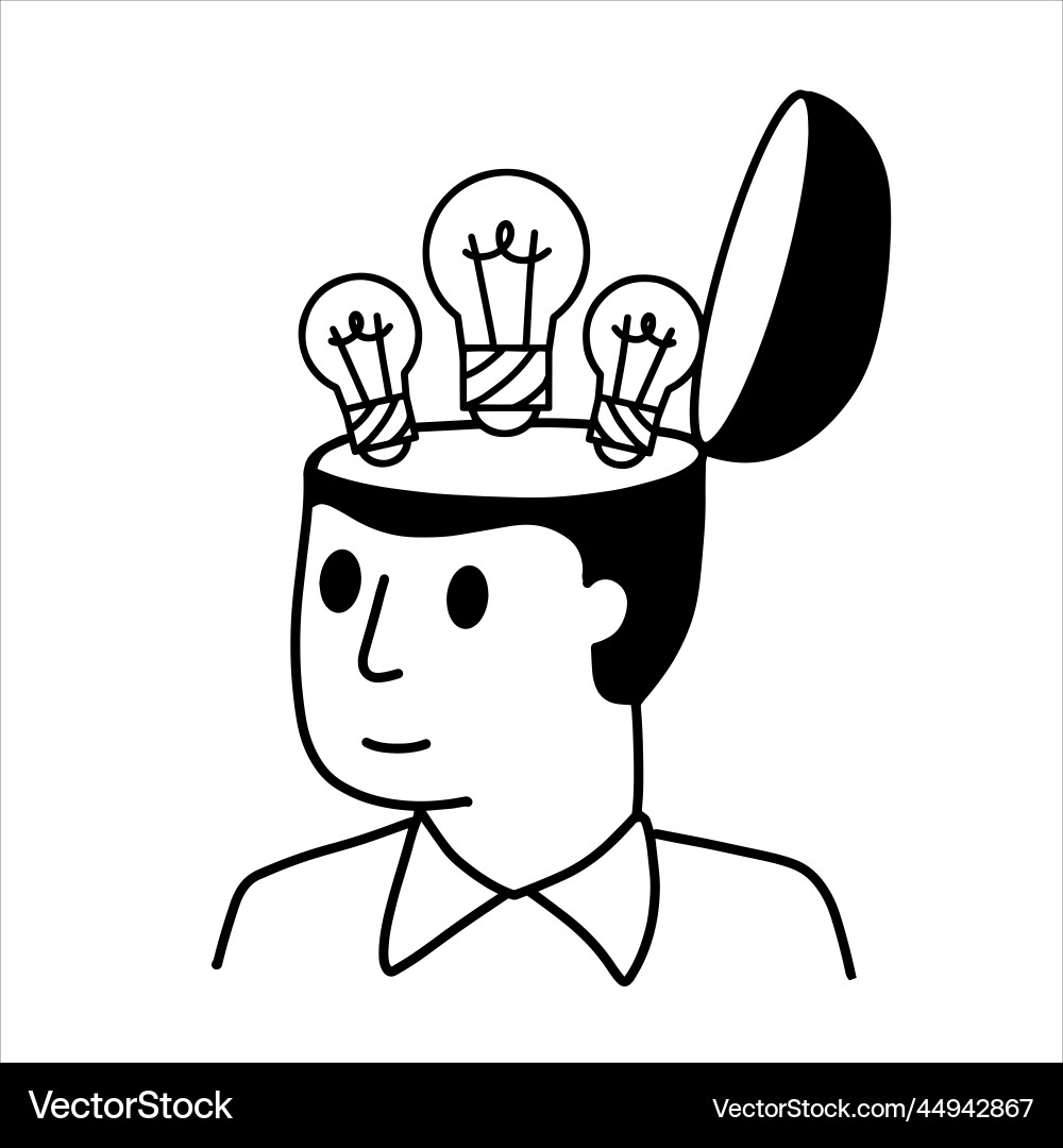 Man with open mind concept of idea Vector Image