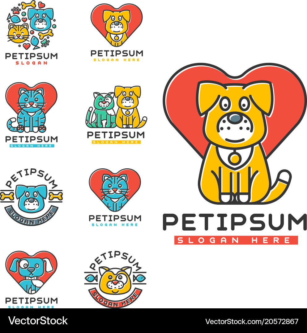Pet Animal Logo Set Vector Image