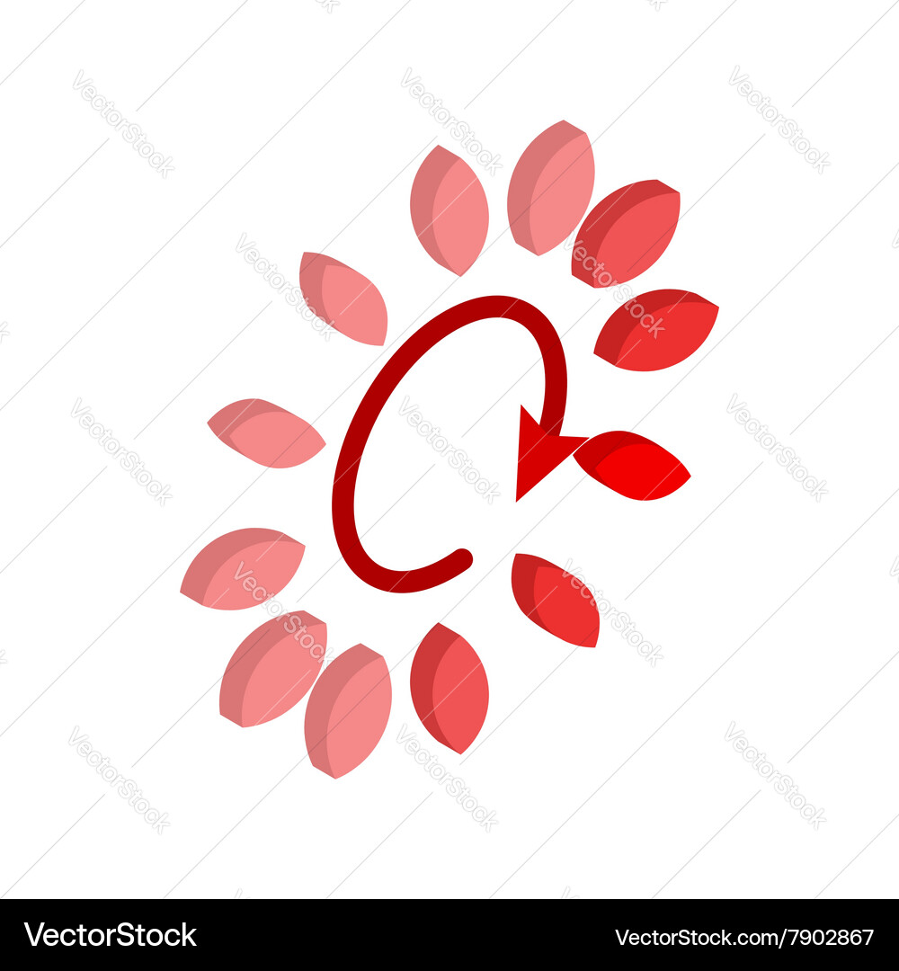 Red circle loading bar icon isometric 3d style vector image