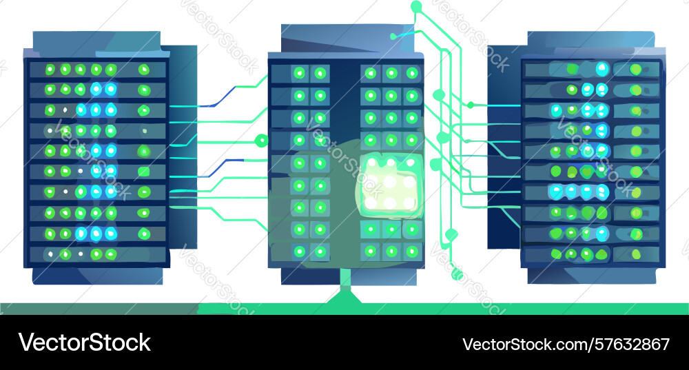 Robust server infrastructure digital data Vector Image