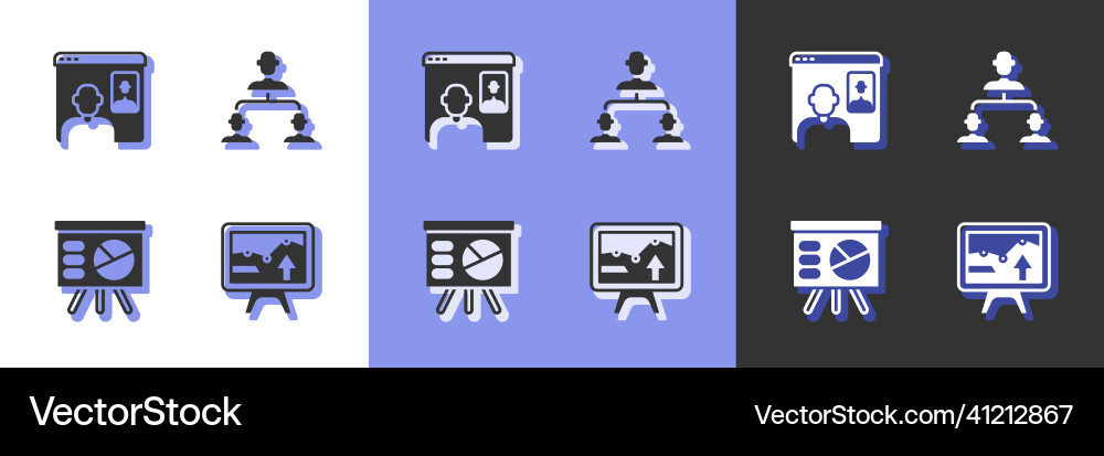 Set monitor with graph chart video chat Set monitor with graph chart video chat vector image
