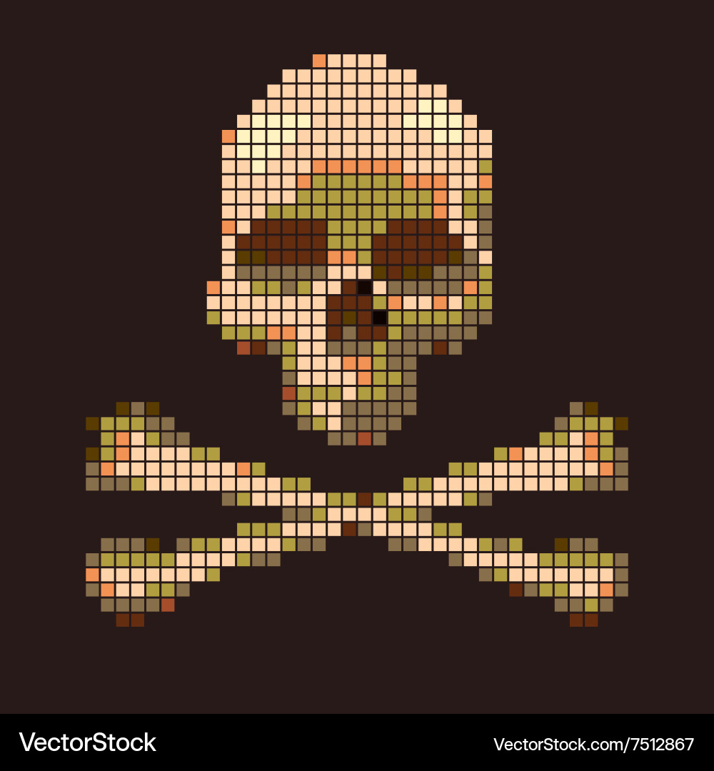 Skull and crossbones collected from pixels Vector Image