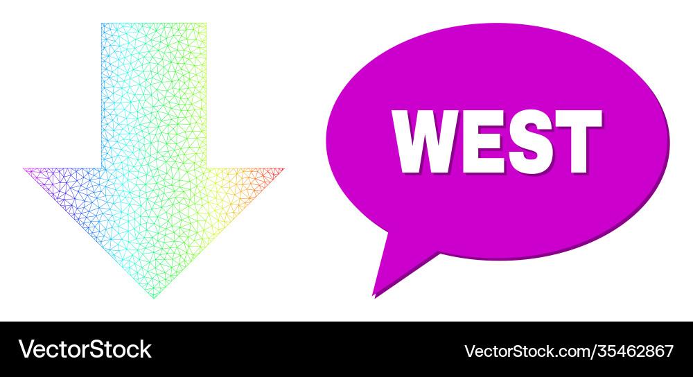 Spectral net gradient arrow down icon and west vector image